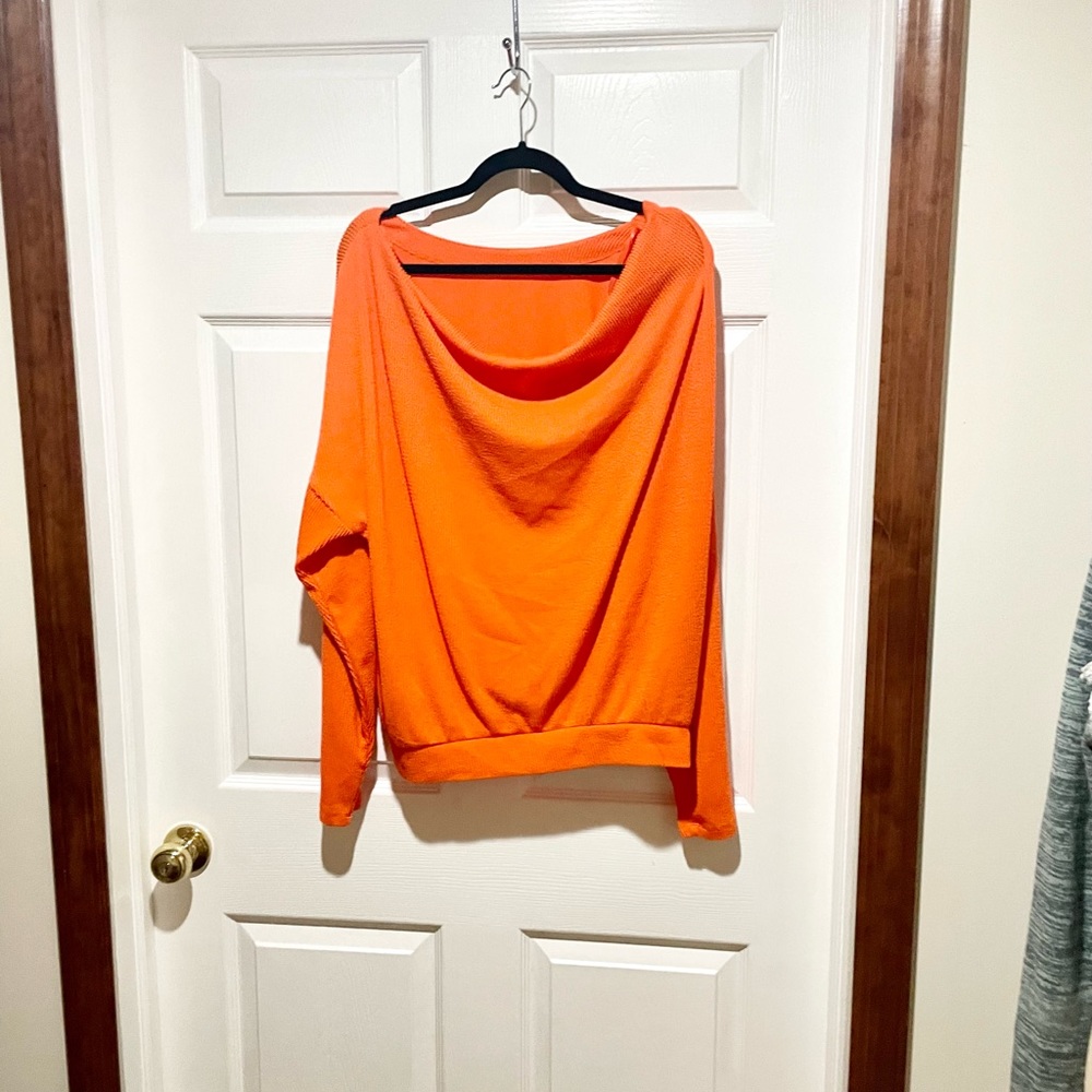Anthropologie Maeve Orange Textured Off Shoulder Top - Picture 3 of 5